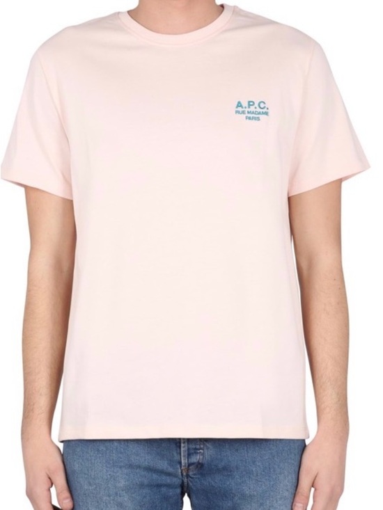 A.P.C. Other - A.P.C. Short-Sleeve Crewneck T-Shirt in Pale Peach / Pink with Small Blue Logo